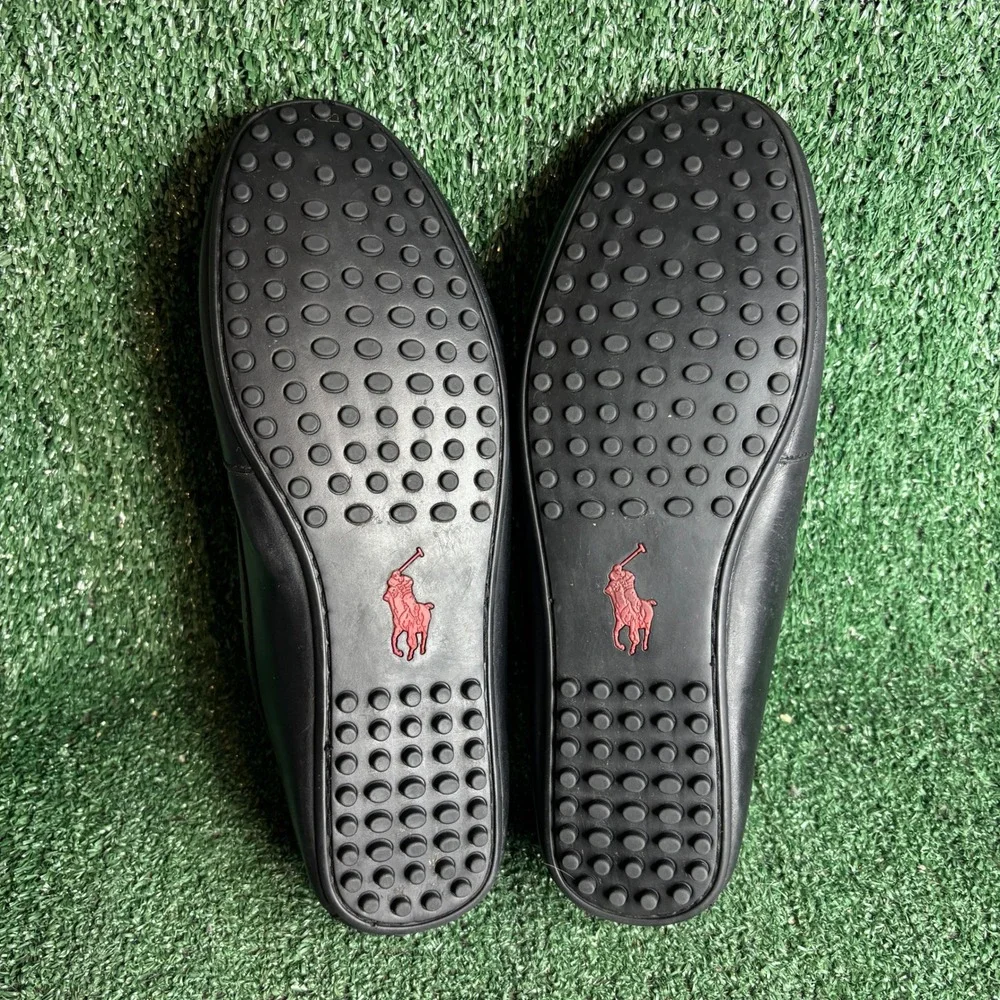 Polo Ralph Lauren Woodley Leather Driving Loafer Classic Moccasins Black Men 12D
